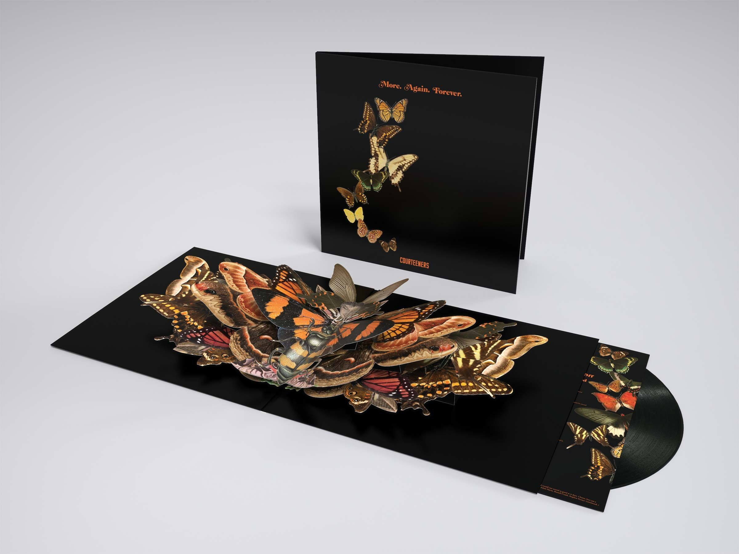 Courteeners ‘More, Again, Forever' gatefold sleeve with popup butterflies.