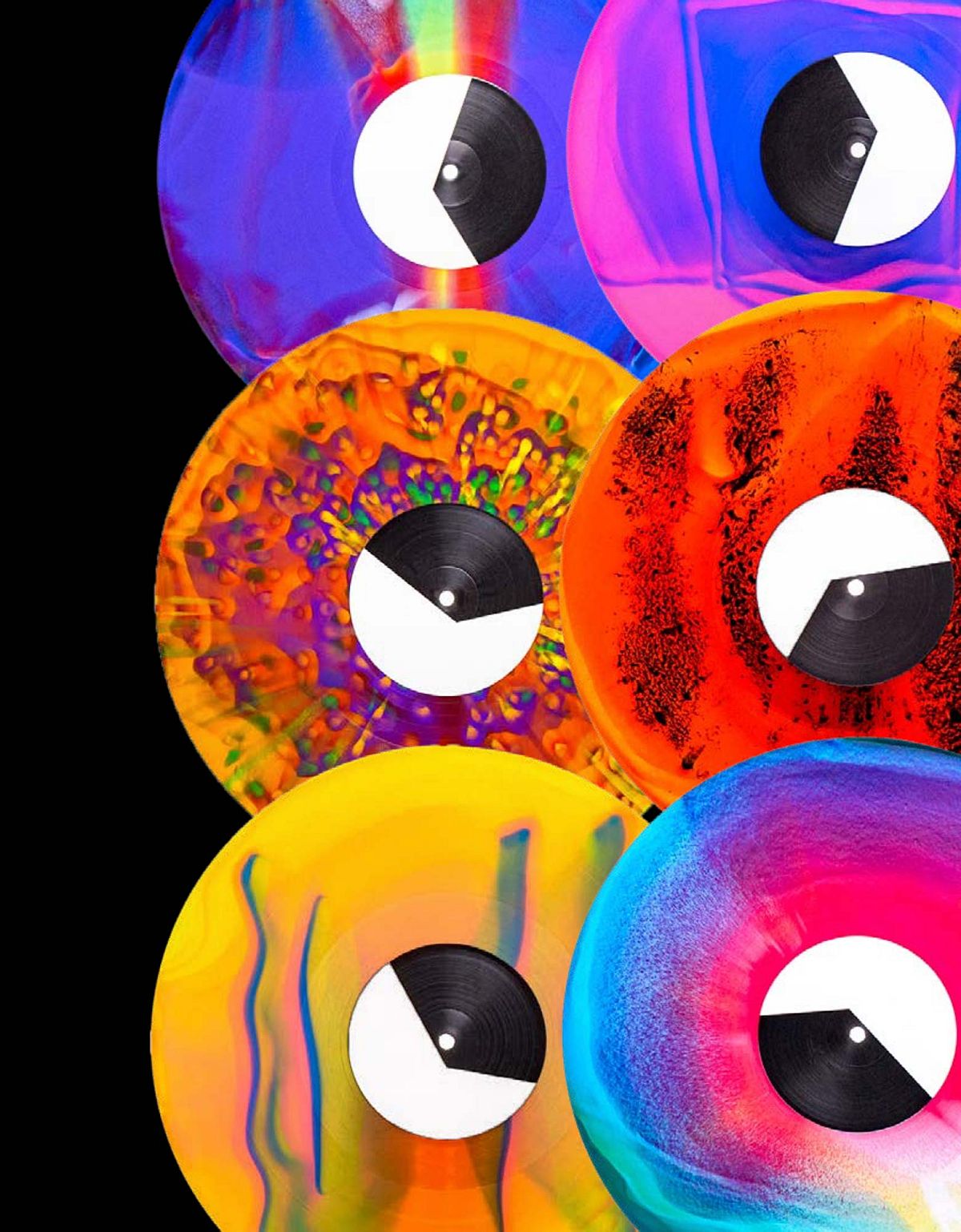 Multicoloured vinyl record effects